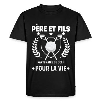golf père et fils partenaire homme papa golfeur - T-shirt Premium bio Homme - noir - Devant - Nico (187cm)