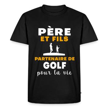 golf père et fils papa golfeur - T-shirt Premium bio Homme - noir - Devant - Nico (187cm)