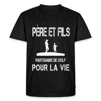 père et fils golf papa golfeur - T-shirt Premium bio Homme - noir - Devant - Nico (187cm)