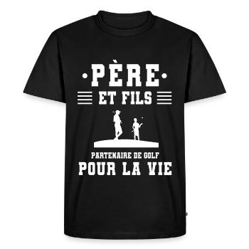 père fils golf papa golfeur - T-shirt Premium bio Homme - noir - Devant - Nico (187cm)