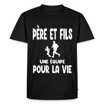 running père et fils partenaire pour la vie papa - T-shirt Premium bio Homme - noir - Devant - Nico (187cm)