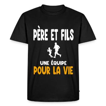 Running father and son partner life dad runner - Men's Premium Organic T-Shirt - black - Front - Nico (187cm)