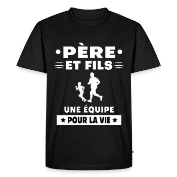 Father and Son Running Duo Man Dad Runner - Men's Premium Organic T-Shirt - black - Front - Nico (187cm)