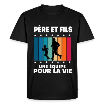 Father and Son Running Man Vintage Dad Runner - Men's Premium Organic T-Shirt - black - Front - Nico (187cm)