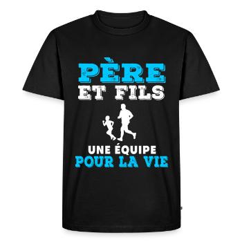 father and son running partner duo man dad - Men's Premium Organic T-Shirt - black - Front - Nico (187cm)