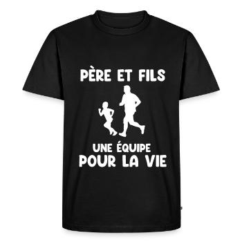 Father and Son Running Partner for Life Dad - Men's Premium Organic T-Shirt - black - Front - Nico (187cm)
