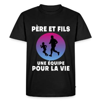 Father and Son Running Retro Vintage Man Dad - Men's Premium Organic T-Shirt - black - Front - Nico (187cm)