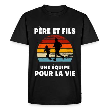 Father and Son Running Vintage Retro Sunset Dad - Men's Premium Organic T-Shirt - black - Front - Nico (187cm)