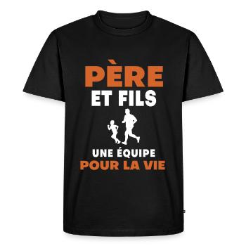 Father Son Running Duo Man Dad Runner - Men's Premium Organic T-Shirt - black - Front - Nico (187cm)