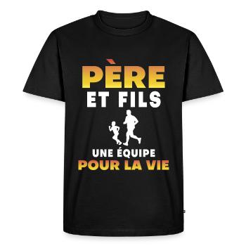 father son running partner life dad runner - Men's Premium Organic T-Shirt - black - Front - Nico (187cm)