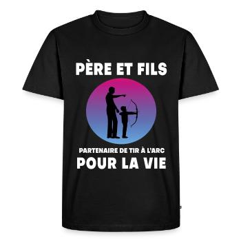 père et fils tir à l'arc rétro vintage homme papa - T-shirt Premium bio Homme - noir - Devant - Nico (187cm)
