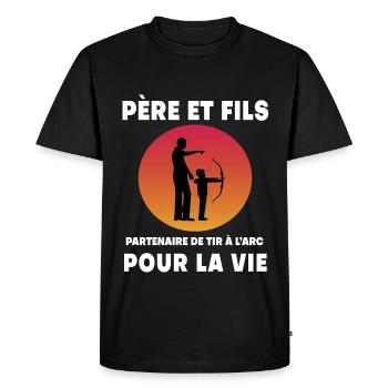 père et fils tir à l'arc rétro vintage papa archer - T-shirt Premium bio Homme - noir - Devant - Nico (187cm)