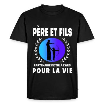 père fils tir à l'arc rétro vintage homme papa - T-shirt Premium bio Homme - noir - Devant - Nico (187cm)