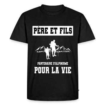 alpinisme père et fils duo homme papa - T-shirt Premium bio Homme - noir - Devant - Nico (187cm)