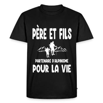 alpinisme père et fils partenaire pour la vie papa - T-shirt Premium bio Homme - noir - Devant - Nico (187cm)