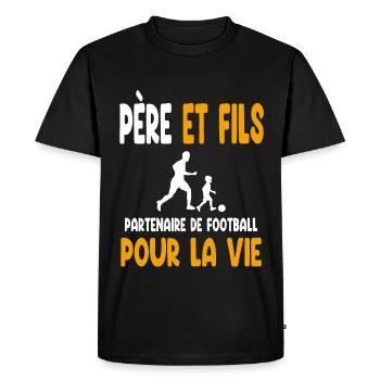 football père et fils partenaire vie papa - T-shirt Premium bio Homme - noir - Devant - Nico (187cm)