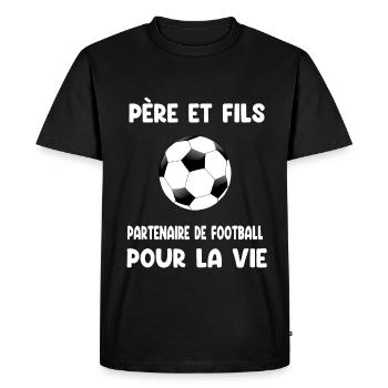 père et fils football partenaire pour vie papa - T-shirt Premium bio Homme - noir - Devant - Nico (187cm)