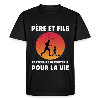 père et fils football rétro vintage papa - T-shirt Premium bio Homme - noir - Devant - Nico (187cm)