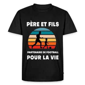 père et fils football vintage rétro papa - T-shirt Premium bio Homme - noir - Devant - Nico (187cm)
