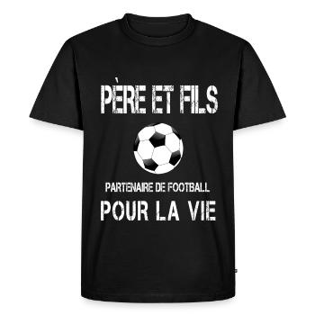 père et fils football papa - T-shirt Premium bio Homme - noir - Devant - Nico (187cm)