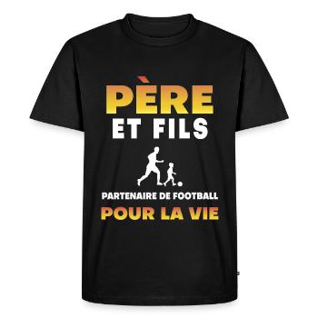 père fils football partenaire vie papa - T-shirt Premium bio Homme - noir - Devant - Nico (187cm)