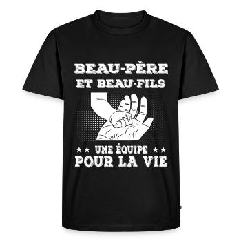 beau-père et beau-fils main beau-papa - T-shirt Premium bio Homme - noir - Devant - Nico (187cm)