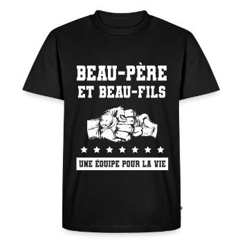 beau-père et beau-fils papa - T-shirt Premium bio Homme - noir - Devant - Nico (187cm)