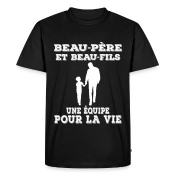 beau-pere beau-fils - T-shirt Premium bio Homme - noir - Devant - Nico (187cm)
