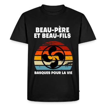 beau-père et beau-fils basque vintage - T-shirt Premium bio Homme - noir - Devant - Nico (187cm)