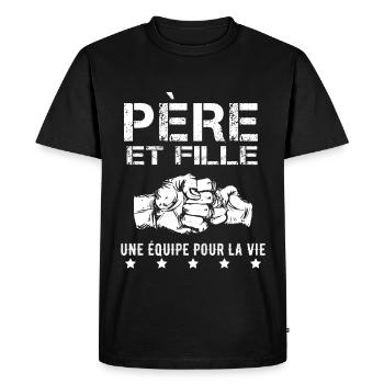 father and daughter man point shot - Men's Premium Organic T-Shirt - black - Front - Nico (187cm)