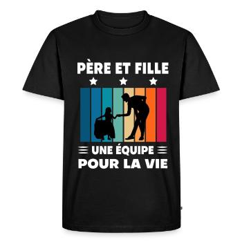 papa père et fille fête des pères père - T-shirt Premium bio Homme - noir - Devant - Nico (187cm)