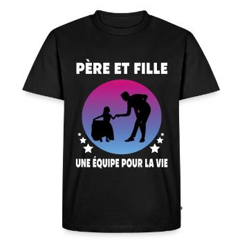 papa père et fille rétro vintage père - T-shirt Premium bio Homme - noir - Devant - Nico (187cm)