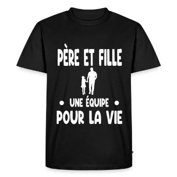 papa père et fille homme père papa - T-shirt Premium bio Homme - noir - Devant - Nico (187cm)