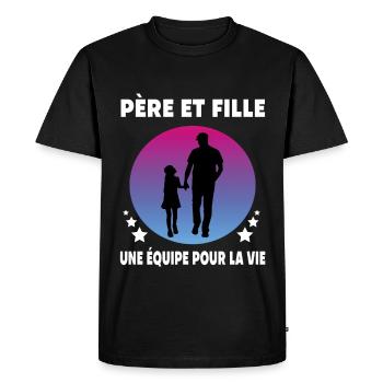 papa père et fille rétro vintage père papa - T-shirt Premium bio Homme - noir - Devant - Nico (187cm)