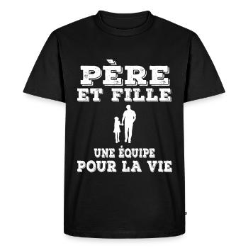 papa père et fille père papa - T-shirt Premium bio Homme - noir - Devant - Nico (187cm)
