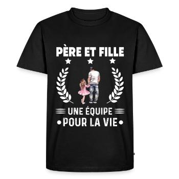 père et fille fête des pères cadeau fête des pères - T-shirt Premium bio Homme - noir - Devant - Nico (187cm)