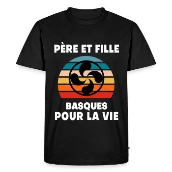 père et fille vintage papa basque - T-shirt Premium bio Homme - noir - Devant - Nico (187cm)