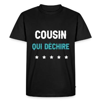 cousin qui déchire futur cousin homme cadeau - T-shirt Premium bio Homme - noir - Devant - Nico (187cm)
