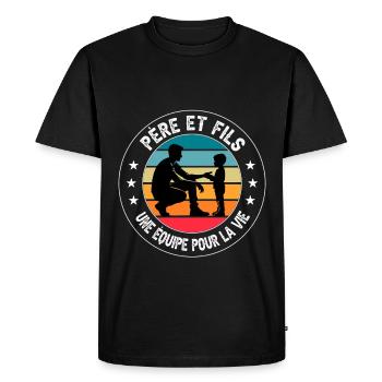 père et fils équipe vie vintage duo fête pères - T-shirt Premium bio Homme - noir - Devant - Nico (187cm)