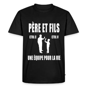 père et fils papa copier coller duo fête pères - T-shirt Premium bio Homme - noir - Devant - Nico (187cm)