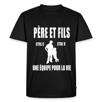père et fils papa copier coller duo assorti ctrl - T-shirt Premium bio Homme - noir - Devant - Nico (187cm)