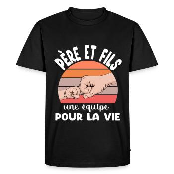 père et fils papa coup de point duo fête pères - T-shirt Premium bio Homme - noir - Devant - Nico (187cm)