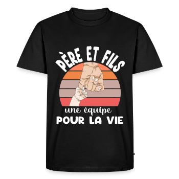 père et fils papa main assorti duo fête des pères - T-shirt Premium bio Homme - noir - Devant - Nico (187cm)