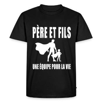 père et fils papa super héros duo fête des pères - T-shirt Premium bio Homme - noir - Devant - Nico (187cm)