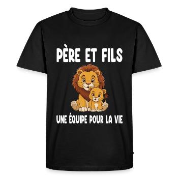 père et fils lion papa duo assorti fête des pères - T-shirt Premium bio Homme - noir - Devant - Nico (187cm)