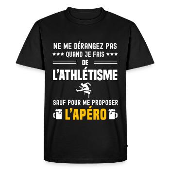 athlétisme athléte ne dérangez pas sauf apéro - T-shirt Premium bio Homme - noir - Devant - Nico (187cm)