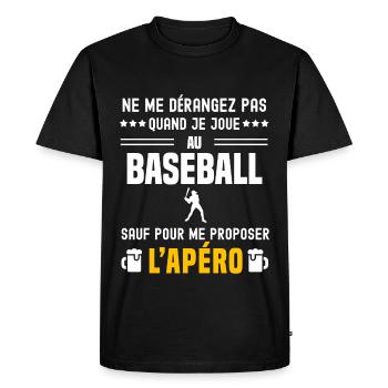 baseball baseballeur ne dérangez pas sauf apéro - T-shirt Premium bio Homme - noir - Devant - Nico (187cm)