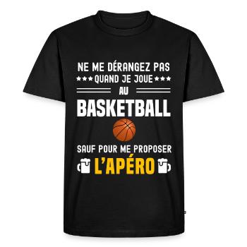 basketball ne dérangez pas sauf apéro - T-shirt Premium bio Homme - noir - Devant - Nico (187cm)