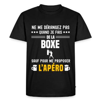 boxe ne dérangez pas sauf apéro - T-shirt Premium bio Homme - noir - Devant - Nico (187cm)
