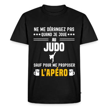judo ne dérangez pas sauf apéro - T-shirt Premium bio Homme - noir - Devant - Nico (187cm)